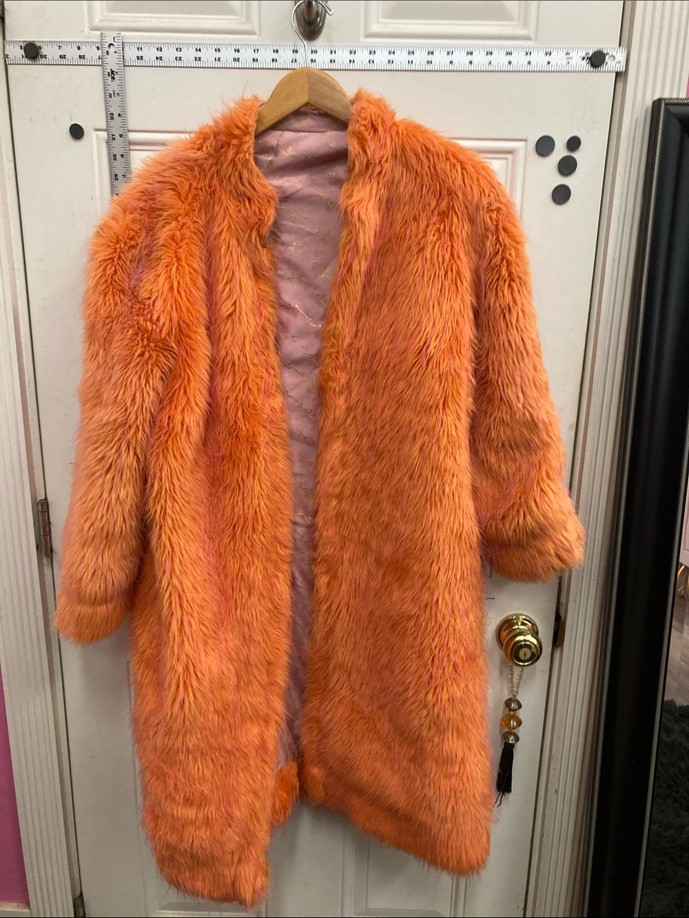 Women's Orange Faux Fur Coat - Pre-loved